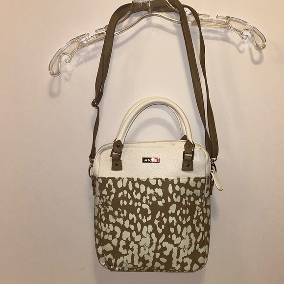Miche Vegan Tan & White Splatter Convertible Handbag - Picture 3 of 10